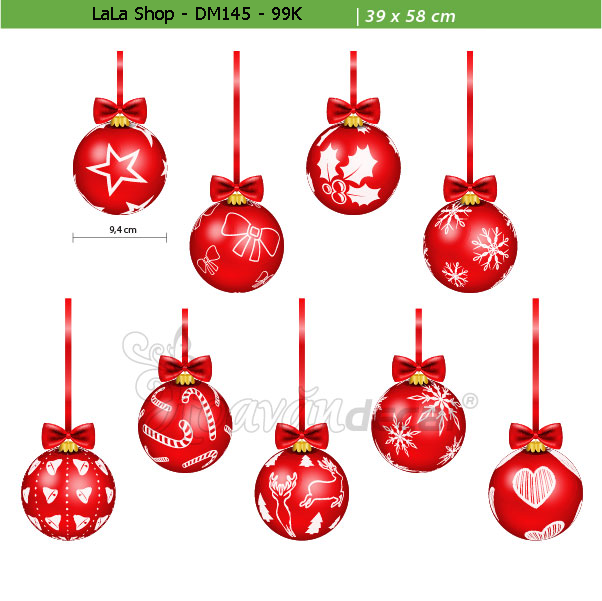 Dây treo quả cầu Noel đỏ (nền trắng đục)